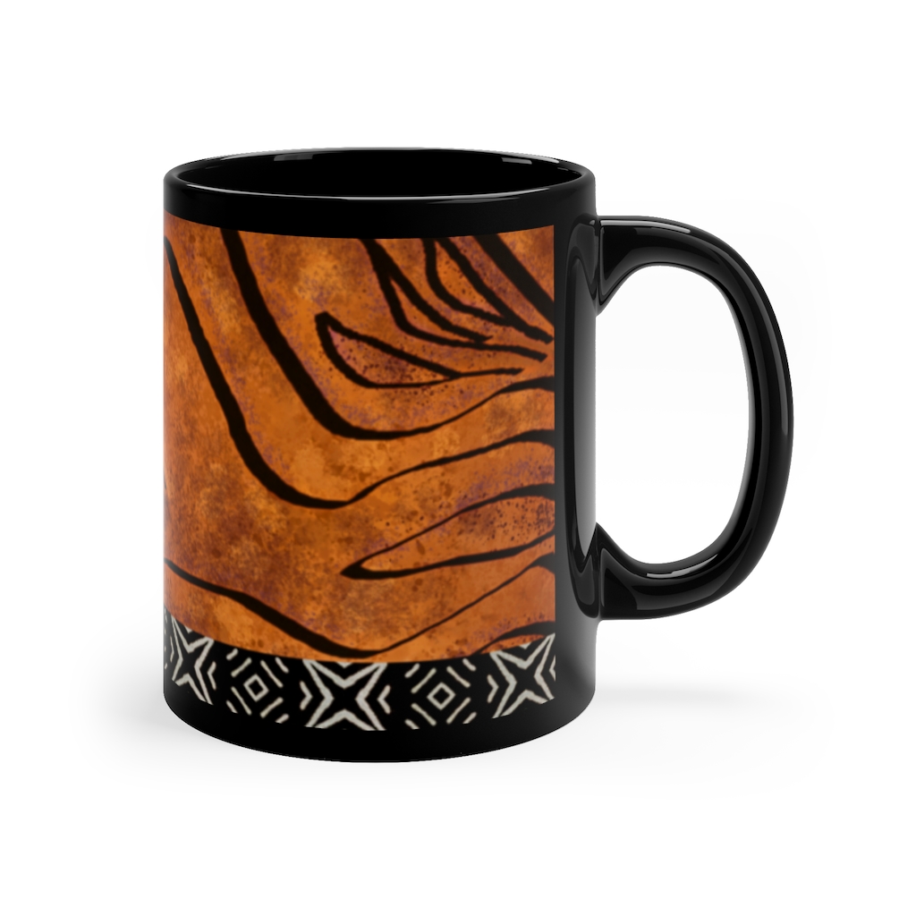 11 oz African Tribal Abstract Black Mug