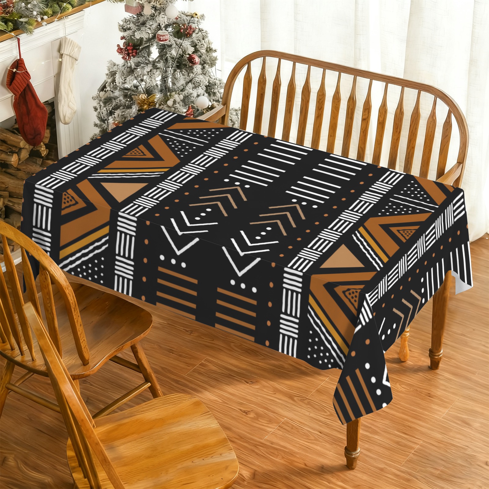 African Bogolan Inspired Tablecloth - Not Actual Mud Cloth Material