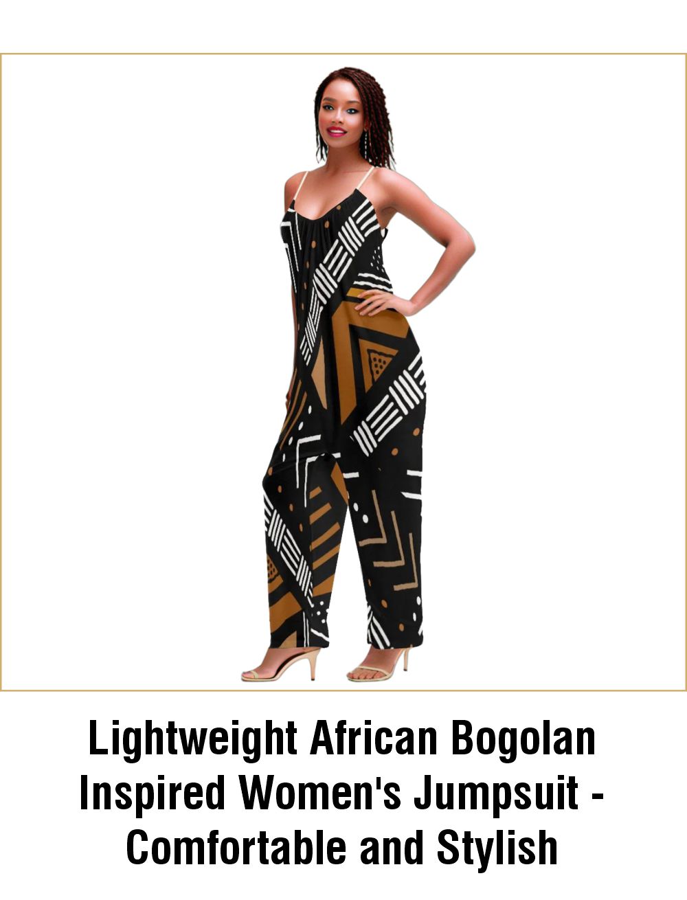 Lightweight African Bogolan Inspired Women's Jumpsuit - Comfortable and Stylish -  Not Mud Cloth Material