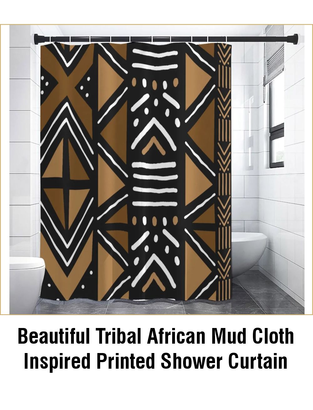 Beautiful Tribal African Mud Cloth Inspired Printed Shower Curtain