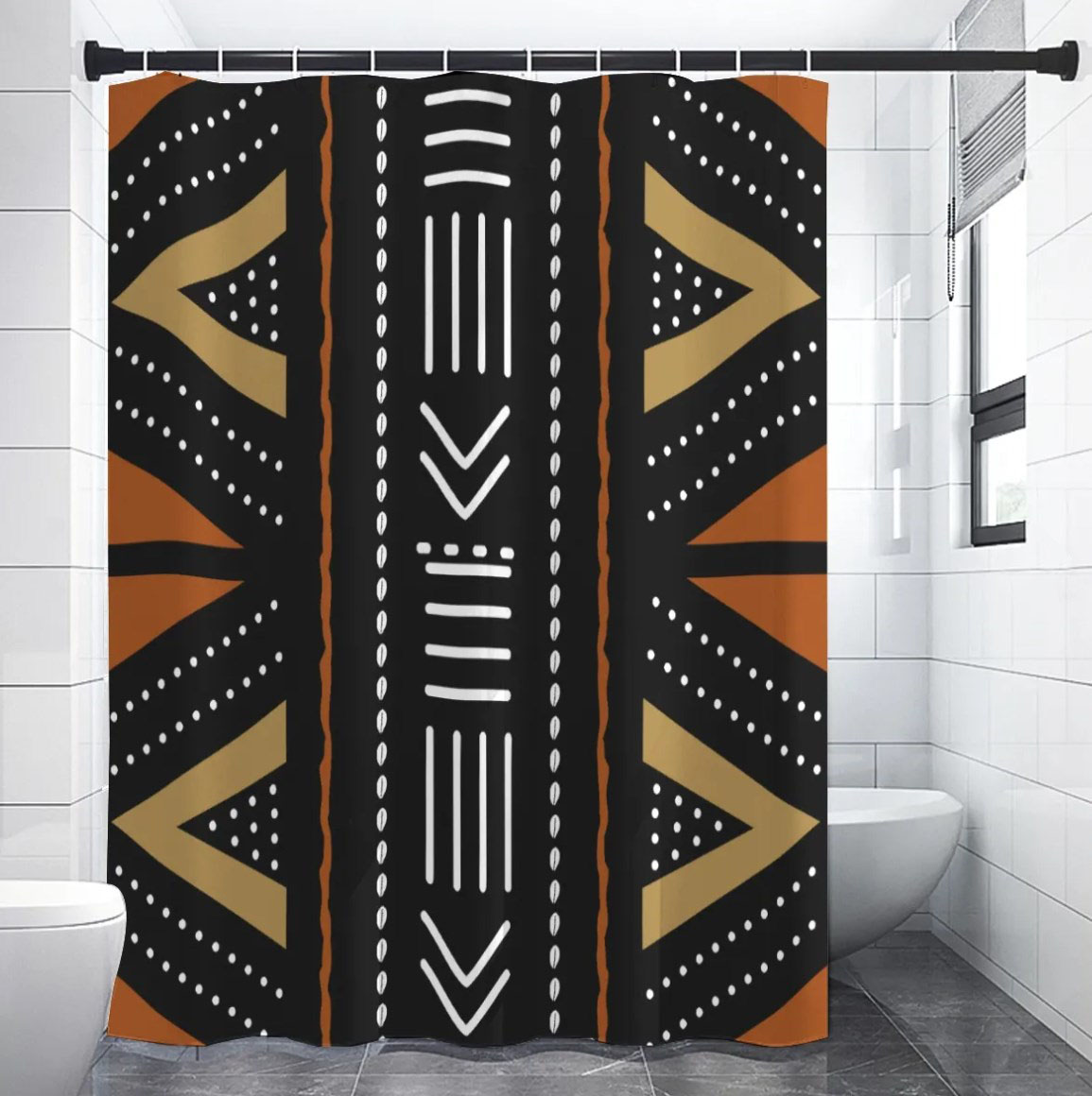 African Bogolan Shower Curtain - Model 5005